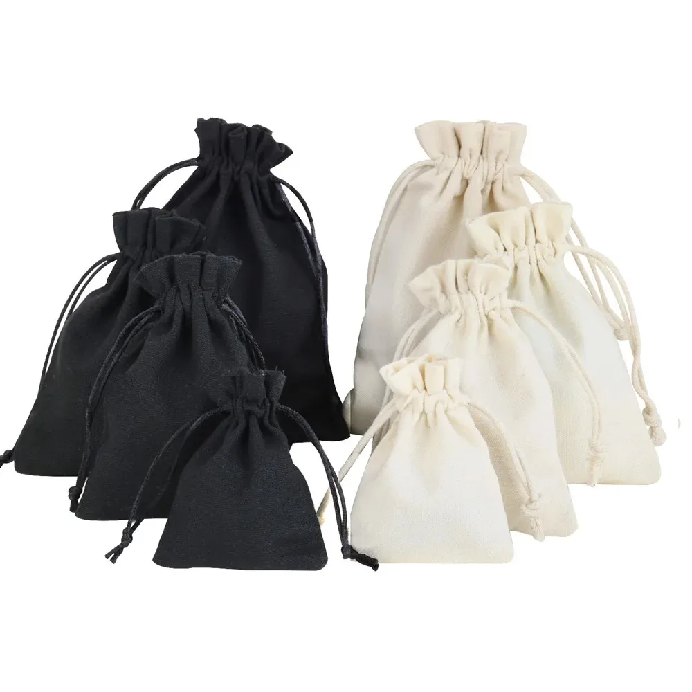Bolsas con cordón de almacenamiento de lona de varios tamaños, paquete de regalos de Navidad para fiesta de boda, bolsas de algodón para uso diario, 1 unidad