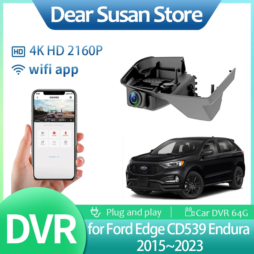 4K Car Video DVR for Ford Edge CD539 Endura 2015~2023 2016 2017 HD Driving Recorder Dash Camera Night Vision Monitor Accessories