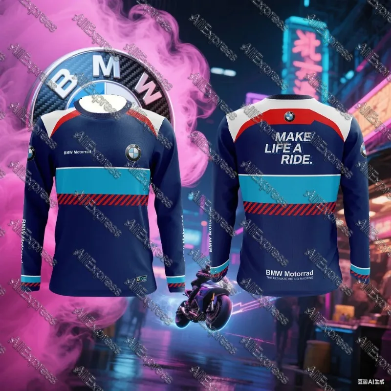 

Топы с длинными рукавами для Bmw Motorrad, мужская и женская одежда, мотоциклетный трикотаж для горного велосипеда, дышащие быстросохнущие гибкие топы для скоростного спуска