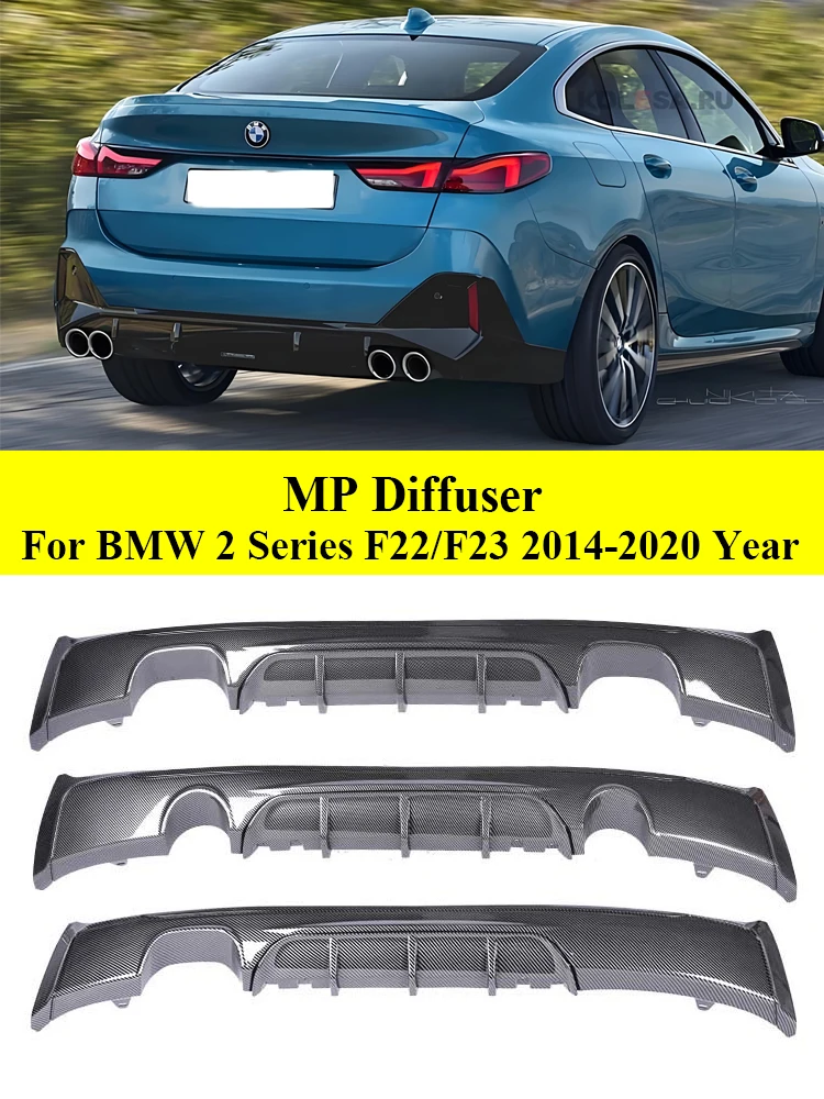 

For BMW 2 Series F22 F23 Carbon Fiber M Sport M Tech Rear Diffuser Bumper Body Kit MP Diffusor Spoiler Lip 2014-2020 Replacement