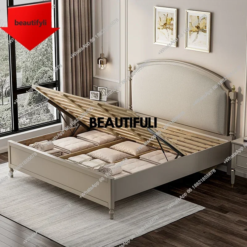 

A57 Europen Waterproof Double Bed Bedroom Designer Wooden Luxury Double Bed Headboards Platform Cama Matrimonial Home Furniture