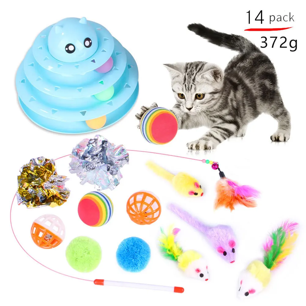 

2025 New pet cat toy multi-piece set cat channel tease cat stick plush mouse pet combination toy