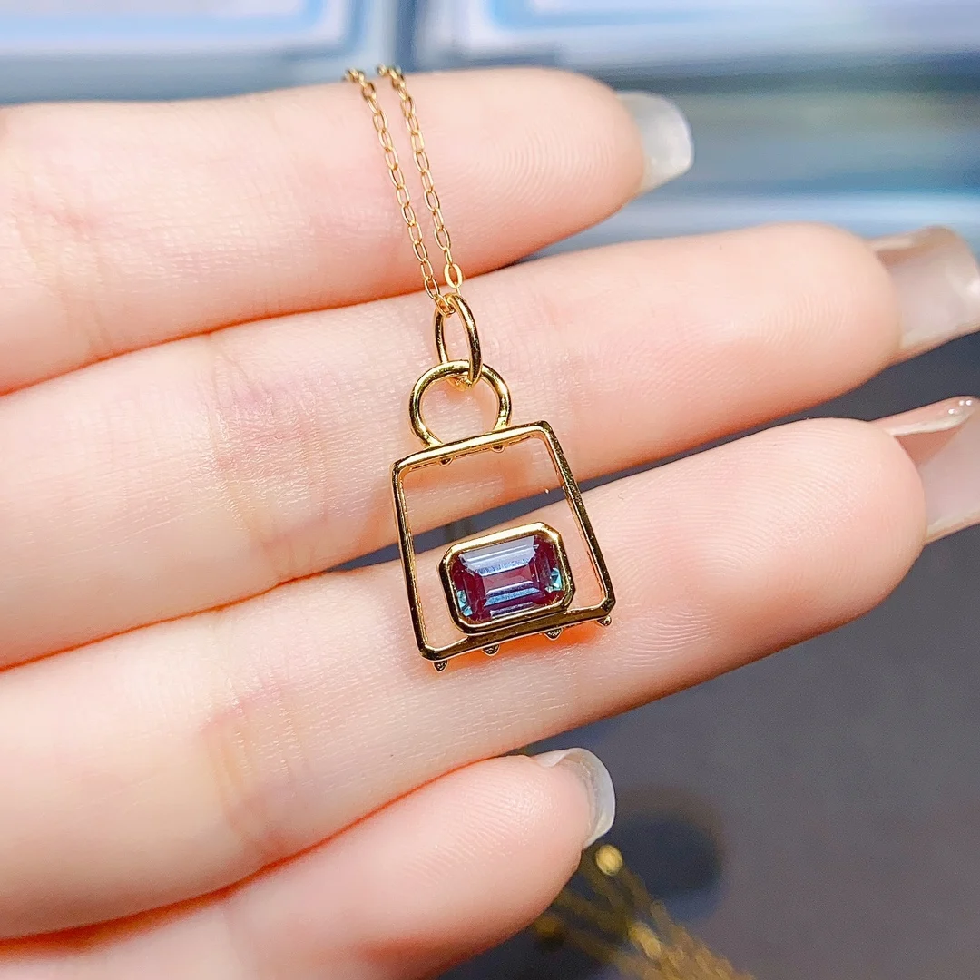 Color Change Gems Necklace Alexandrite Jewelry 925 Sterling Silver Alexandrite Pendant For Women Engagement Wedding Gift For Her