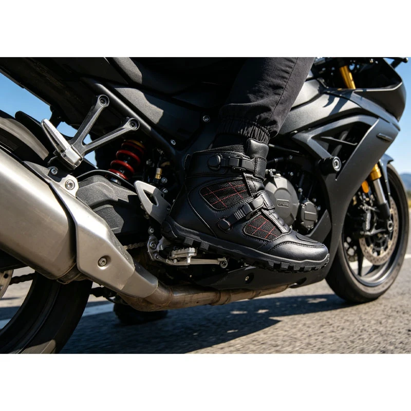 Big Size 46 Men High Top Motorcycle Shoes Waterproof Leather Breathable All Season Ankle Guard Anti-slip Biker Riding Boots