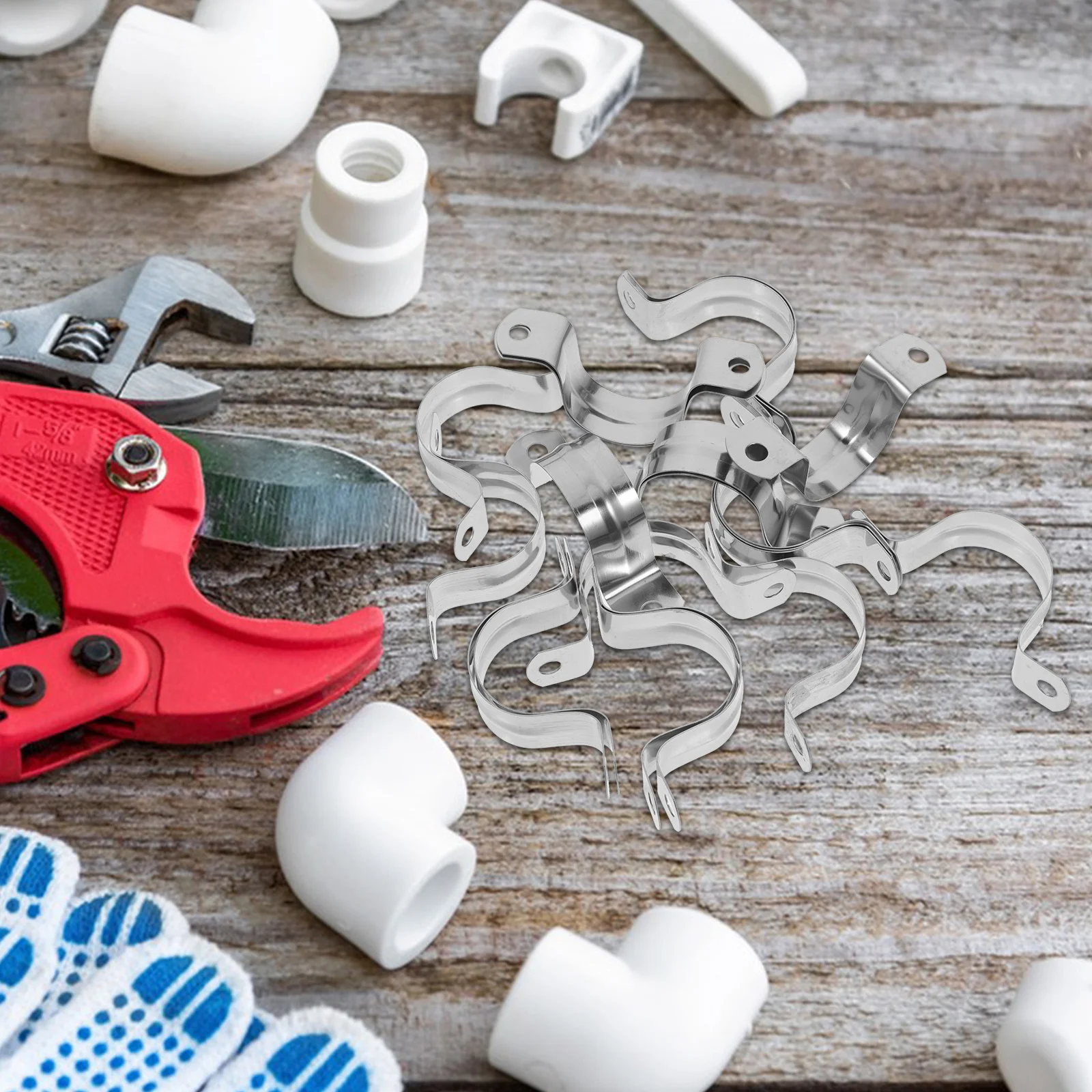 

20Pcs Metal Pipe Supports Lightweight Portable U Brackets for Water Pipes Cables Quick Easy Installation Durable