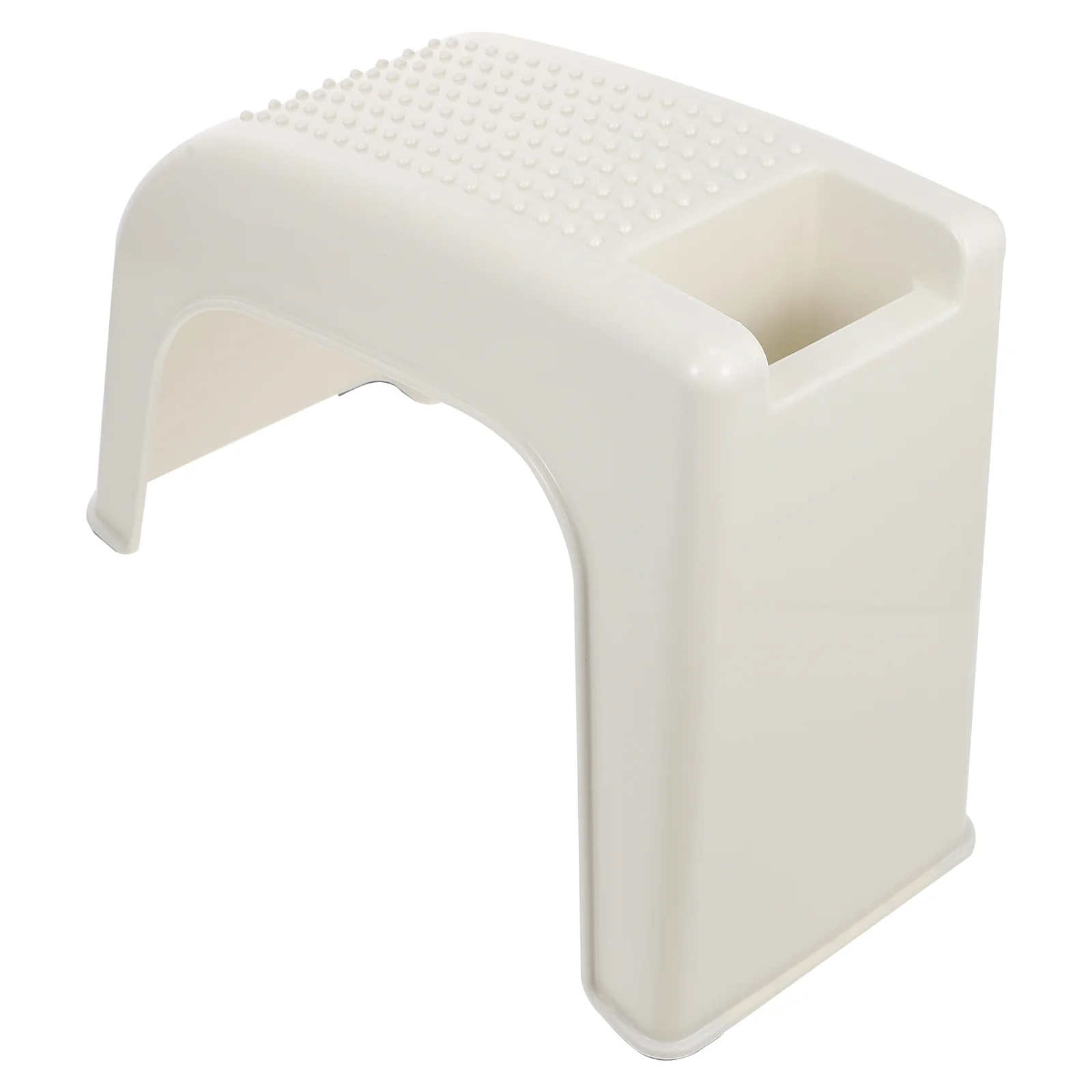 Portable Bathtub Pedicure Stool Support Bathroom Footstool Tripod Practical Beige Plastic