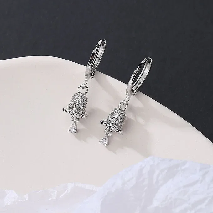 VIVILADY One Piece 925 Silver Cute Zirconia Flowers Hoop Earrings for Fashion Women Fine Jewelry Minimalist Accessories