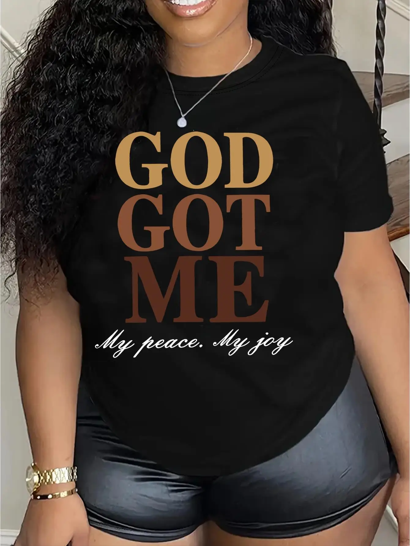 Short Sleeve Crew Neck God Got Me Letter Print T-Shirt for Spring Summer, Casual Women's Clothing Tee For Adult, Men, Women, Tee