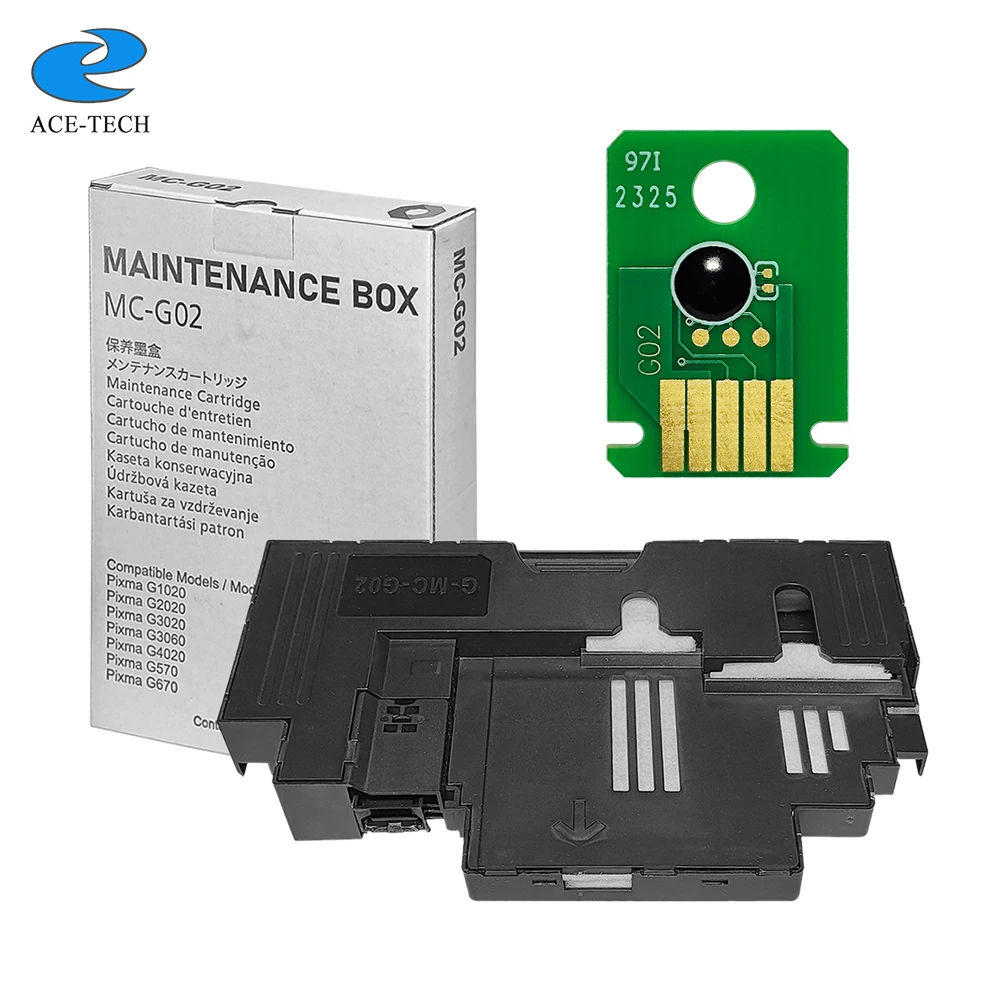 

Коробка для обслуживания чипа MC-G02 Контейнер для отработанных чернил для Canon G2160 G3160 G1220 G2260 G3260 G3360 G1420 G2420 G2520 G256 Сброс чипа