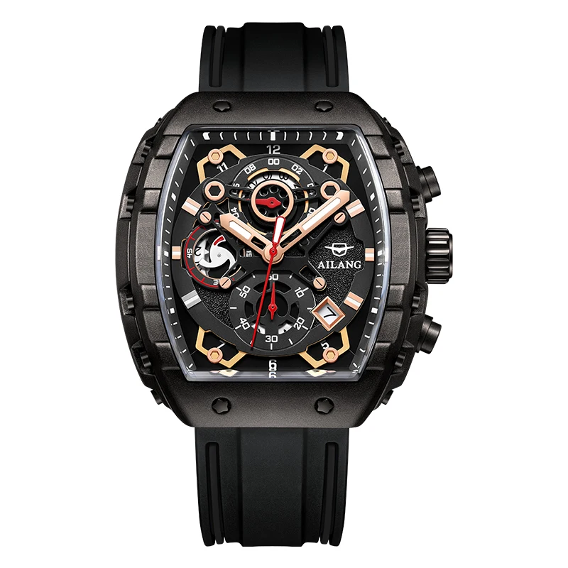 2026 Quartz Watch Square Hollow Case with Quartz Movement Luminous Calendar Display & Waterproof Matching Watch