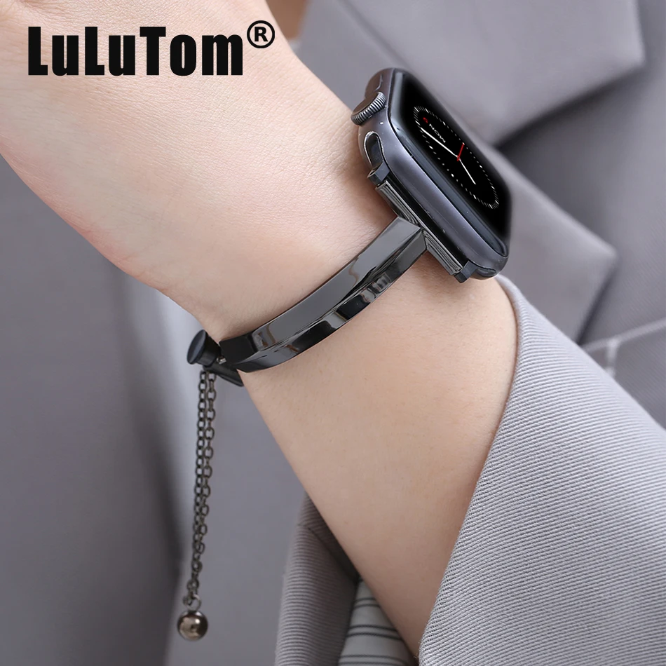 애플 워치 Uitra 8 7 용 메탈 스트랩, 49mm, 45mm, 44mm, T 모양 얇은 팔찌 밴드, iWatch 시리즈 6 5 4 SE용 42mm, 40mm, 38mm