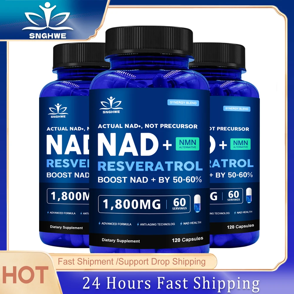 N+NAD+Resveratrol Supplement 1800mg Natural Energy Support - Energy, Attention, and Enhancement Repair Cell Antioxidants for a H