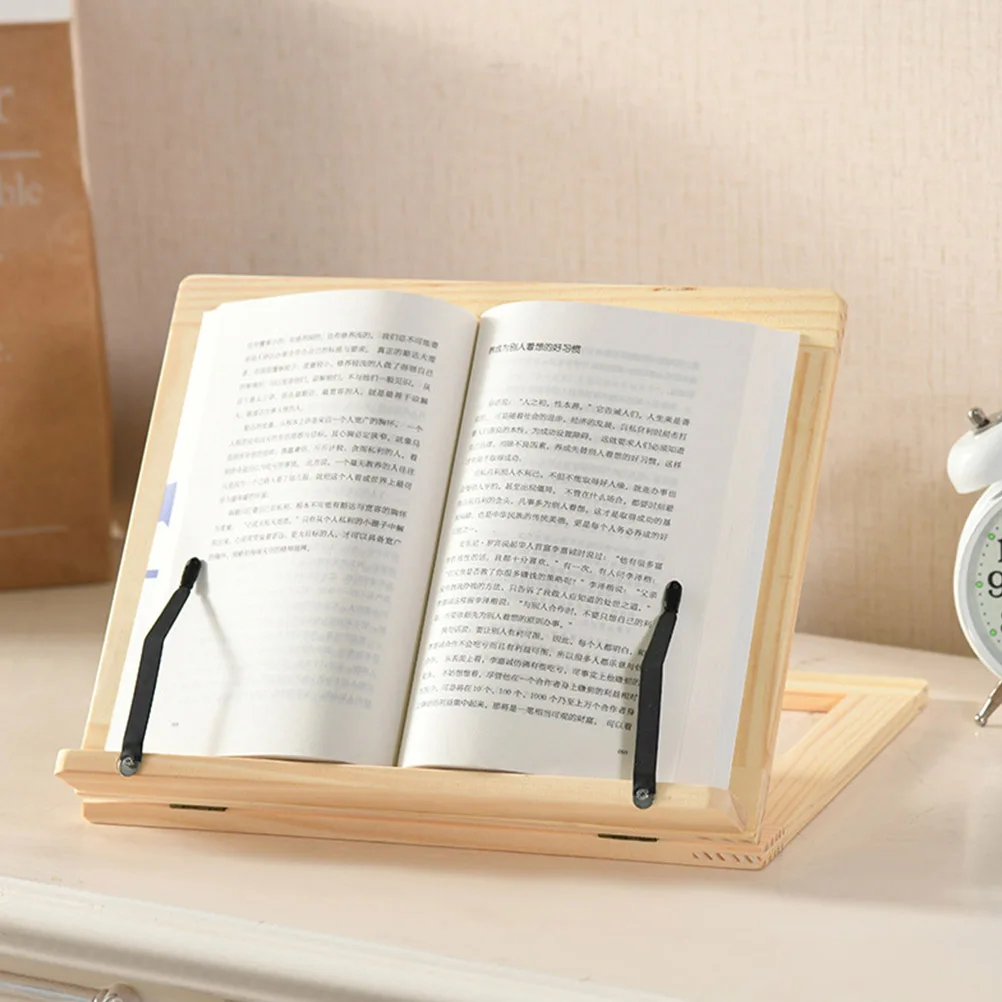 

Wooden Reading Rack Sturdy High Density Board Foldable Compact Design Desk Book Stand Handsfree Laptop Tablet Holder Adjustable
