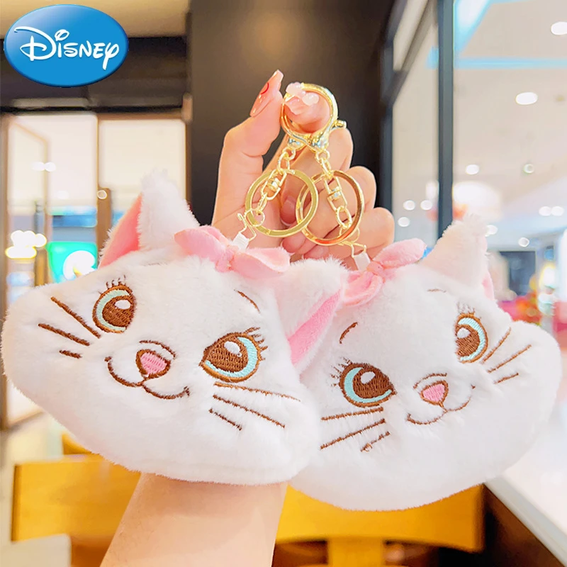 Disney Marie Cat Plushes Cute Keychain Cartoon Mini Coin Purse Cosplay Anime Car Keyring Kids Toys Kawaii Backpacks Pendant Gift