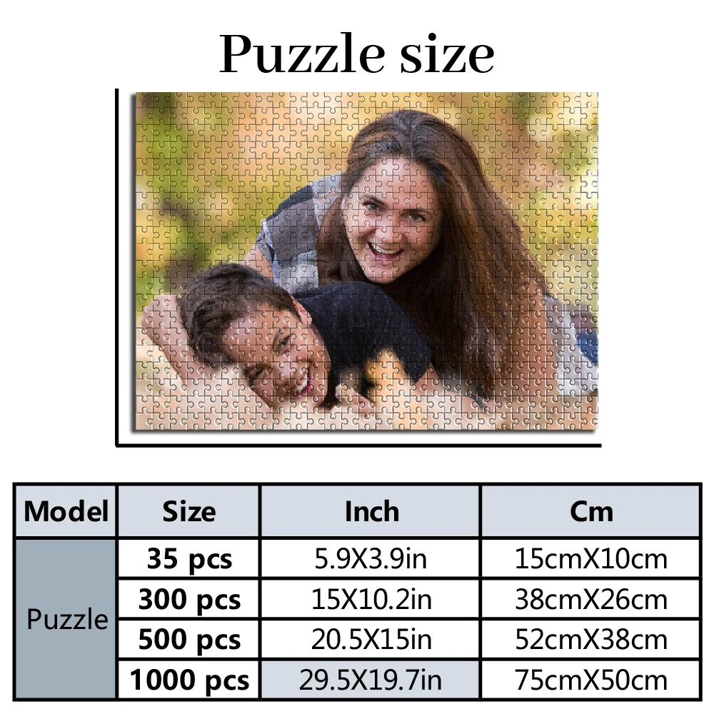 35/300/500/1000pcs Personalized Custom Photo Puzzle family photo for Birthday Wedding Valentine's Day Gift
