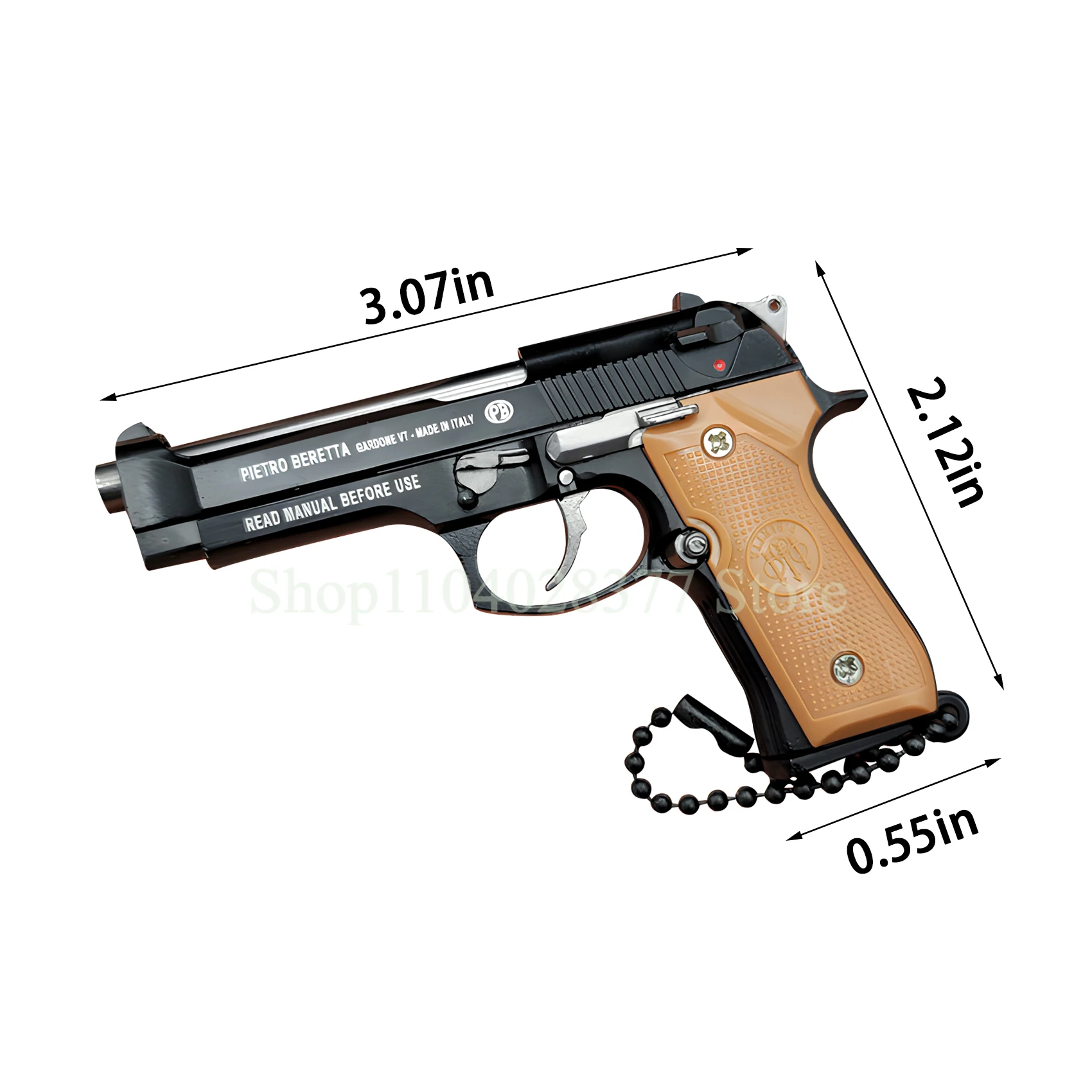 Mini Gun Model Keychain, Mini 3:1 Beretta Shape Keychains Gift for Gun-lover, Tiny Novelty keychains Gifts for Men, Black