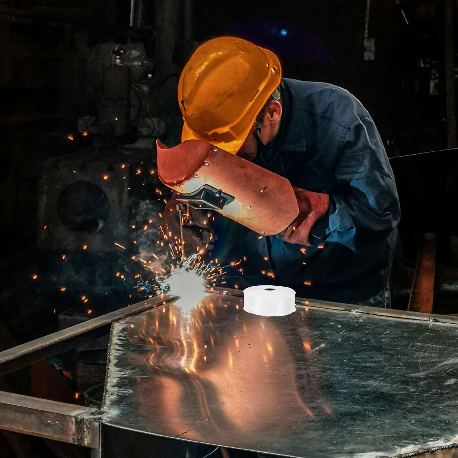 1 Roll Fiberglass Tape High Temperature Resistant Insulation Fireproof Welding Machine Exhaust Protection Wrap Fiberglass Cloth