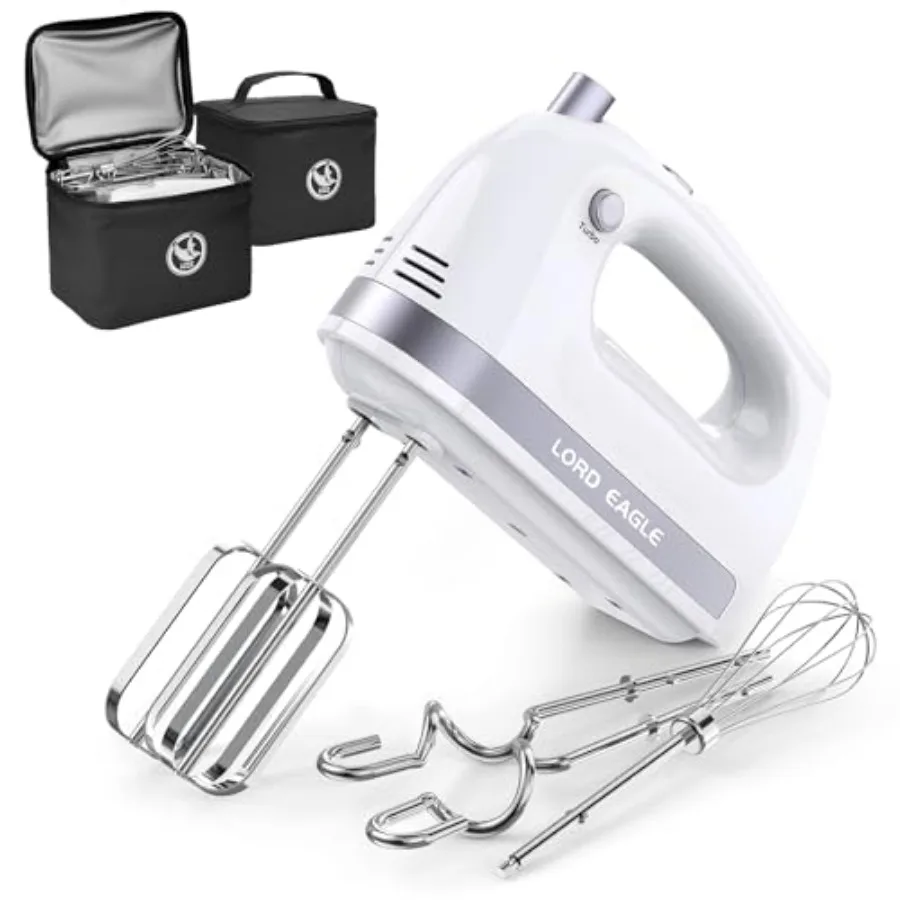 

Hand Mixer Electric Handheld 400W Lightweight Kitchen Mixer with Stain-resistant and Waterproof Storage Bag 5 Stainless Steel A