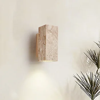 Designer Wabi Sabi Limestone Wall Light Bedside Bedroom Living Room Travertine Stair Corridor Decor Sconce LED Lighting Lustre
