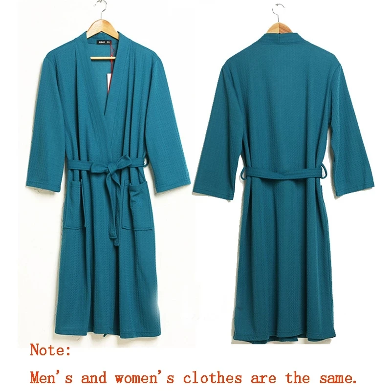 Lovers Summer Cotton Waffle Robes Women / Men Plus Large Size Absorbent Quick-dry Bathrobe Male /Female Peignoir Dressing Gown