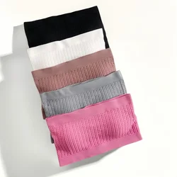 M-XL Top de tubo sin costuras para mujer, Top corto sin tirantes, Sujetador deportivo Bandeau para mujer, ropa interior acanalada, ropa íntima Invisible de verano
