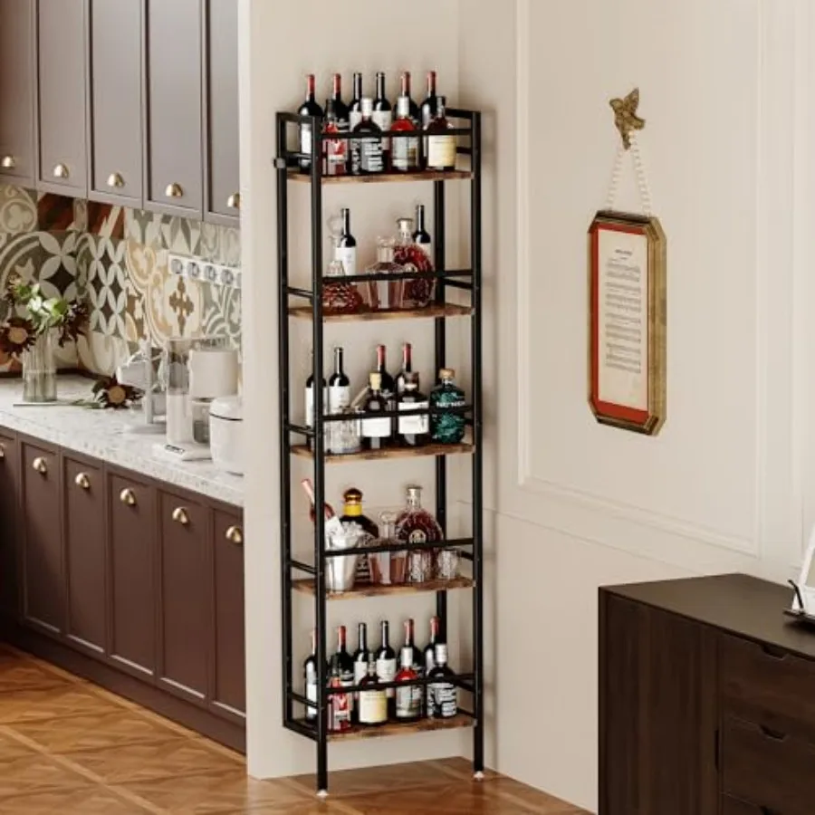 

5-Tier Freestanding Wine Rack, 60 Bottles Wine Racks for Wall Mounted, Wines Bottle Holder Display Shelf with Fences, Liquor St