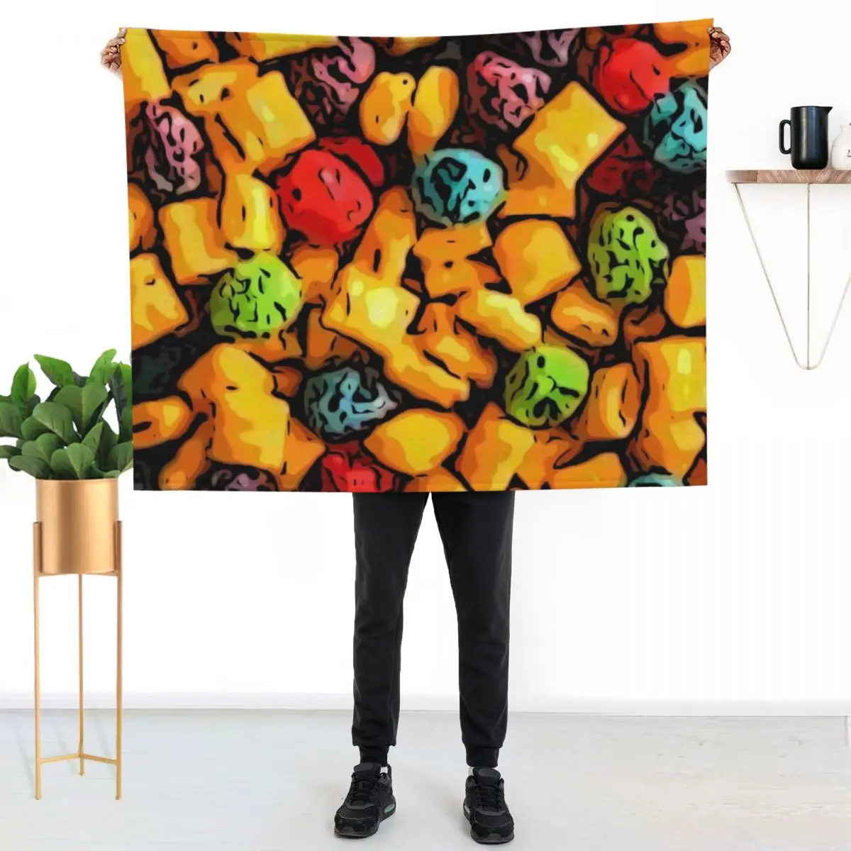 

Captain's Crunch Cereal Pattern Throw Blanket Cozy Light Blanket for Travel Camping Picnic