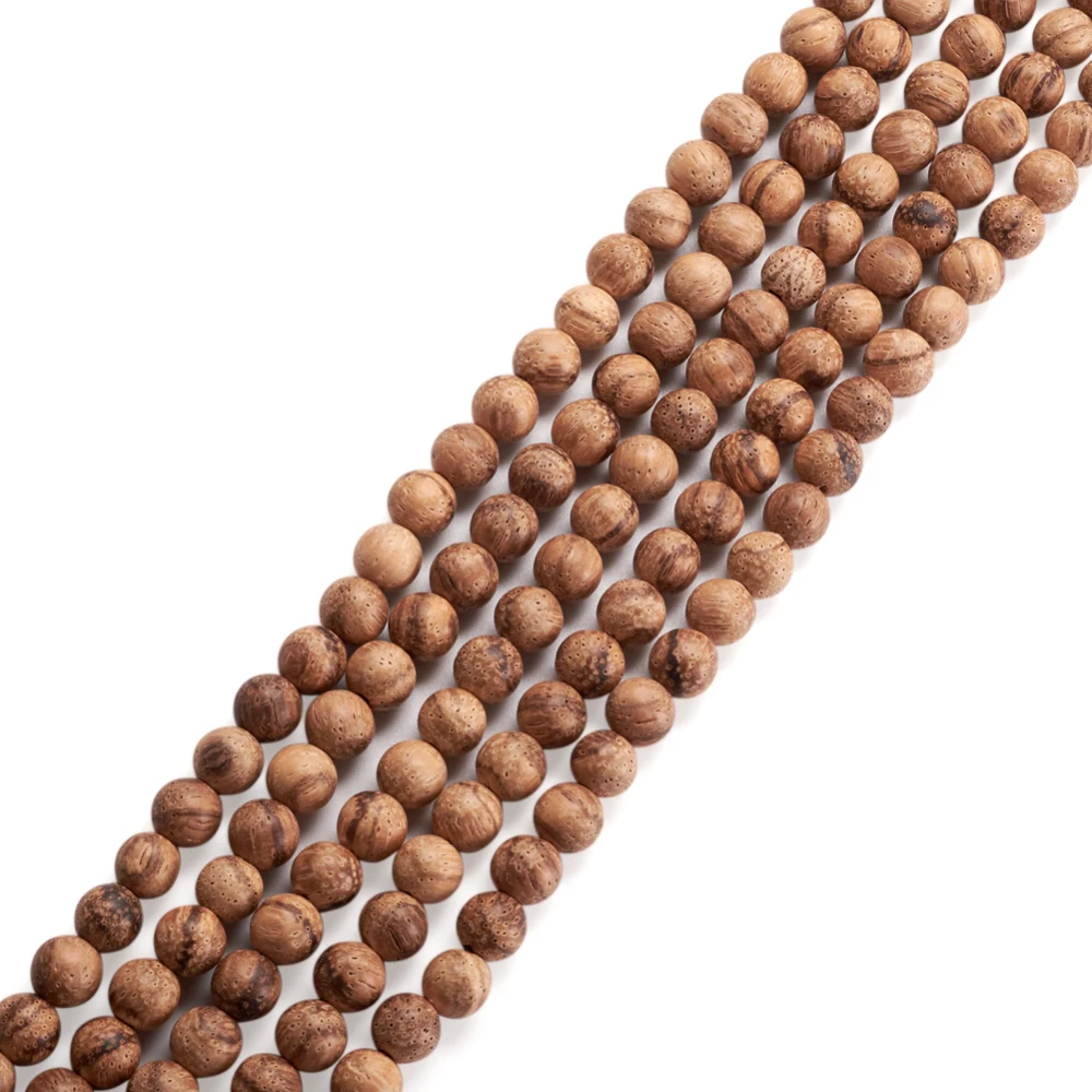 5Strands Natural Wood Spacer Beads Rosy Brown Loose Wooden Round Balls Macrame Beads for Crafts DIY Bracelet Necklace 4/6/8/10mm