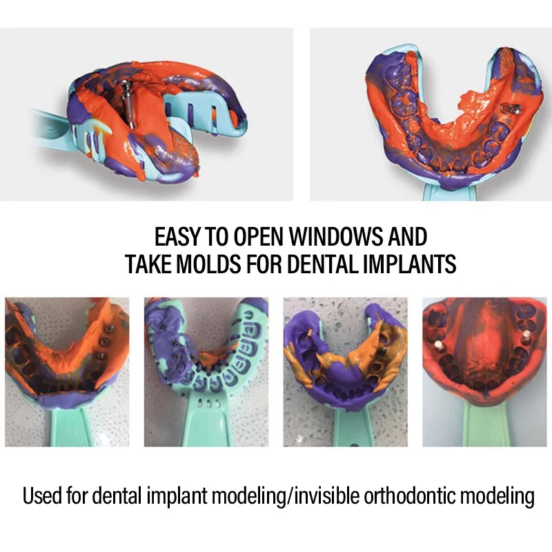 6 قطعة صينية انطباع الأسنان البلاستيكية يمكن التخلص منها صواني الأسنان حامل الأسنان أداة فني طبيب الأسنان #4