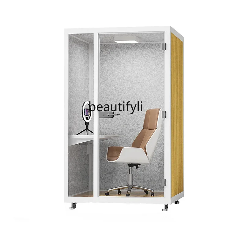 Simple learning soundproof room glass room silent cabin single office phone booth mobile singing room