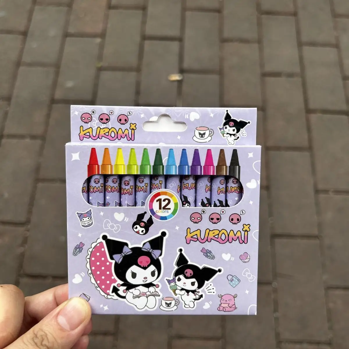 5Pcs Kawaii Sanrio Crayon Cartoon Anime Hello Kittys Mymelody Kuromi Cinnamoroll Student Mini Graffiti Pen 12 Color Brush Gift