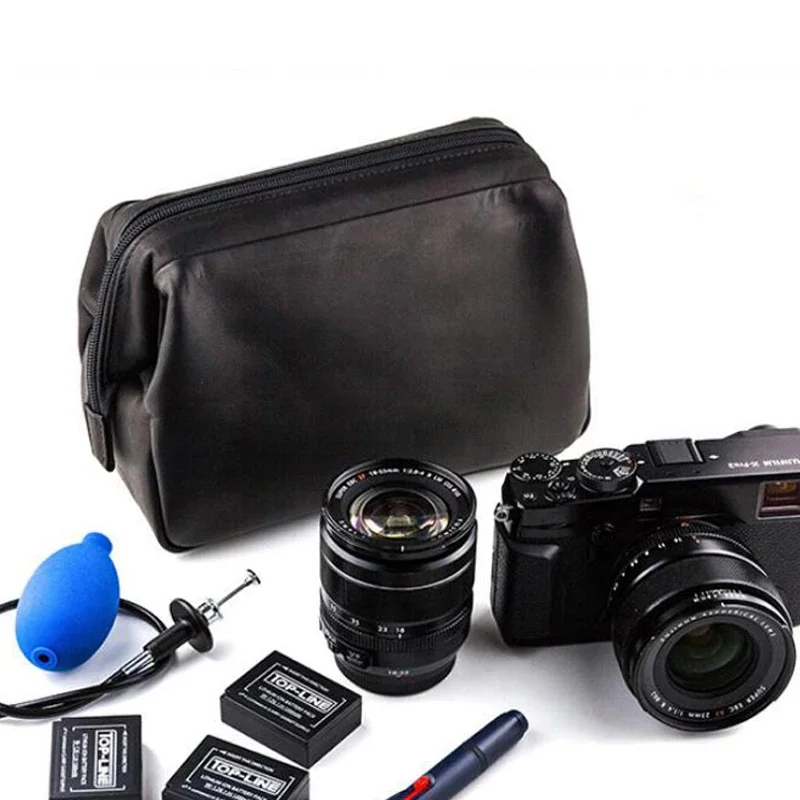 

Genuine Leather Cowhide / Waterproof Beeswax Cloth Camera Protector Bag Case Pouch for Sony Fujifilm Leica A7 X-T2