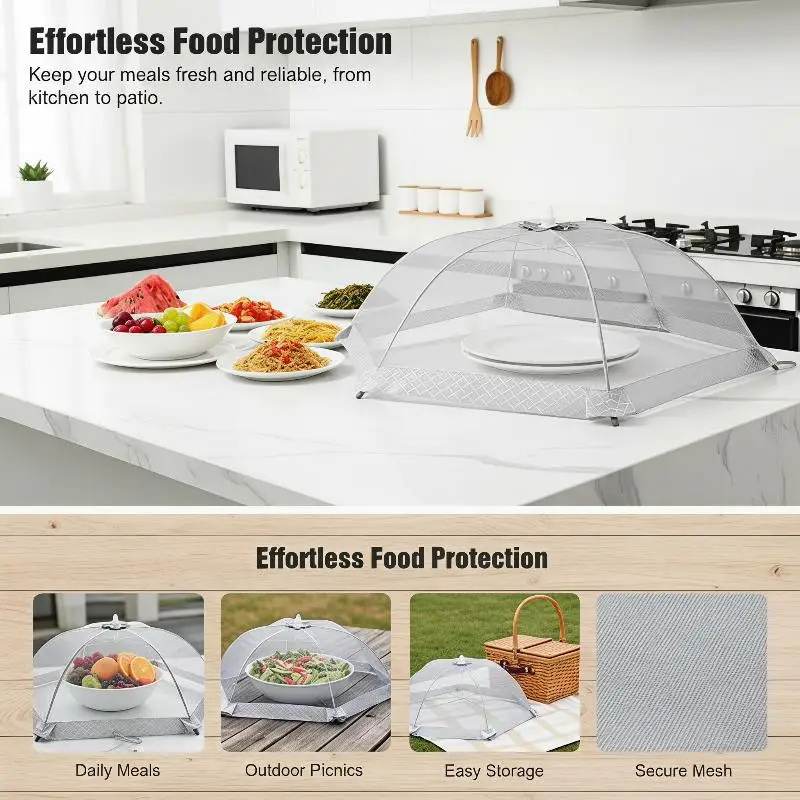 Food Cover Umbrella Table Dishes Mesh Cover Foldable Breathable Anti-fly Food Net Tent