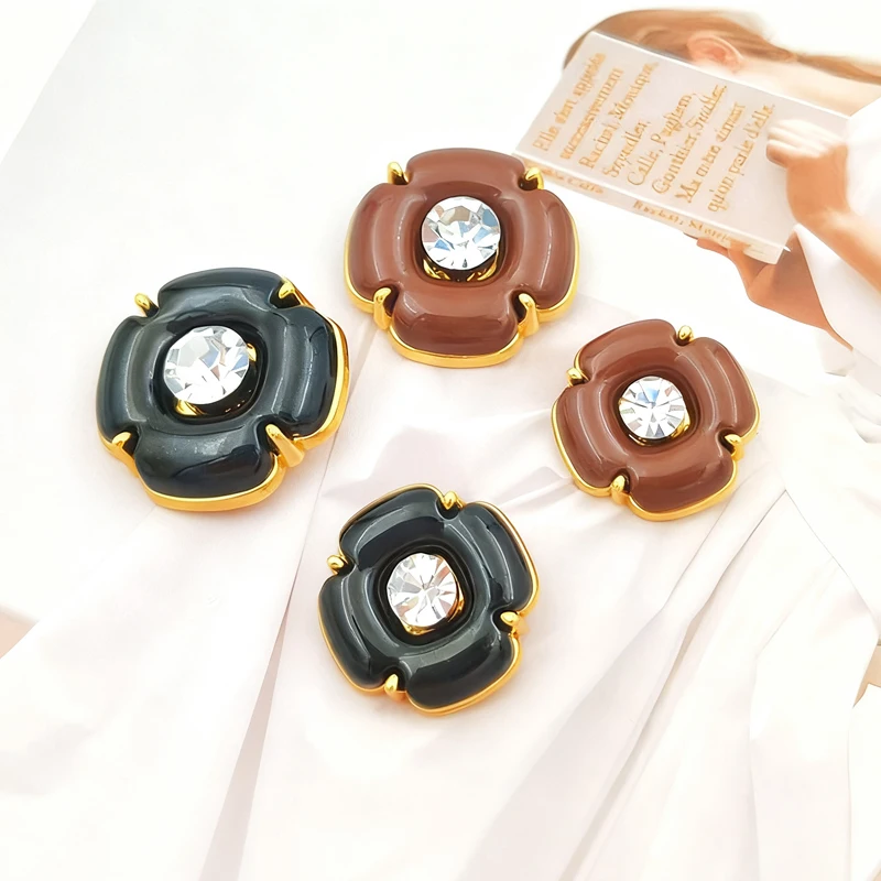 جديد ريترو الكورية نمط الماس جزءا لا يتجزأ من أزرار معدنية DIY بها بنفسك كتلة اللون فستان بتصميم بدلة مع مخيط يدويا الملابس الخياطة الملحقات