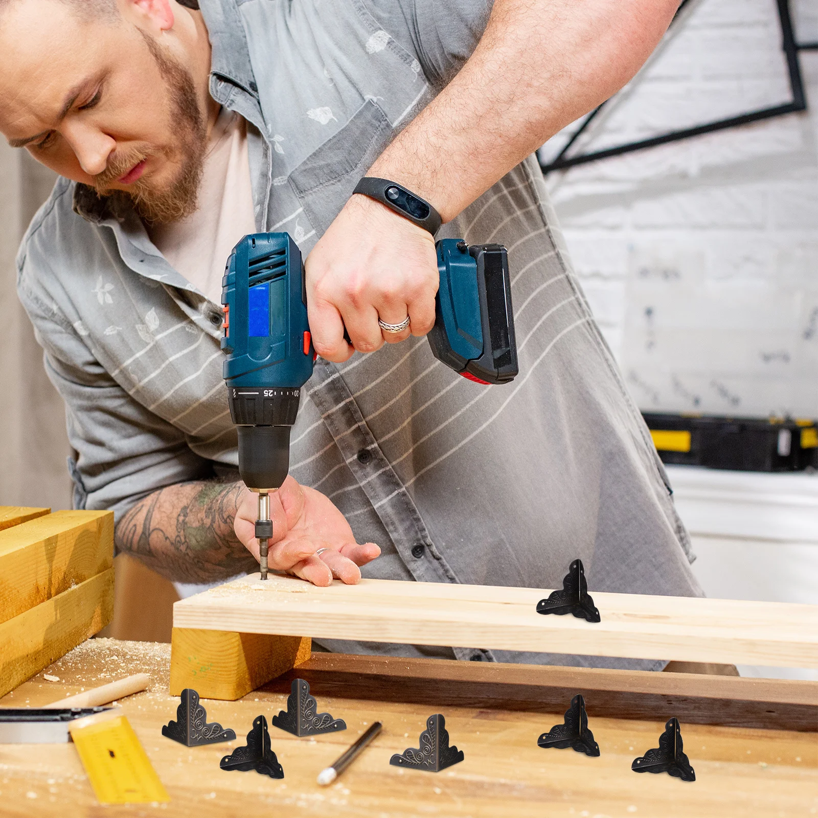 

36Pcs Metal Corner Protectors Vintage Chest Box Corners Iron Decorative Edge Guards for Jewelry Boxes Furniture Stair Dust