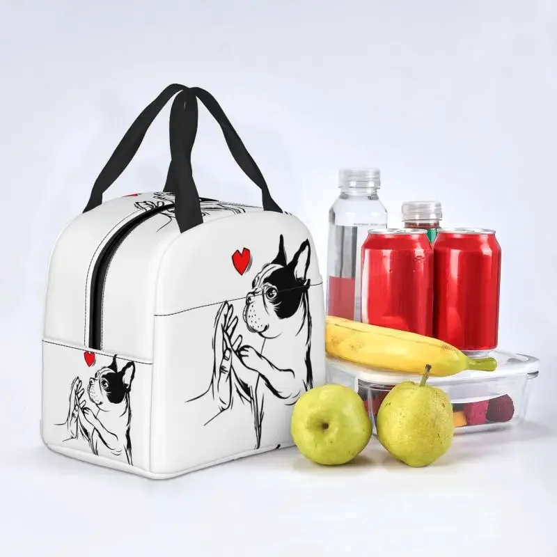 Boston Terriers Love Mistress Dogs Portable Lunch Boxes Leakproof Cooler Thermal Food Insulated Lunch Bag School Children