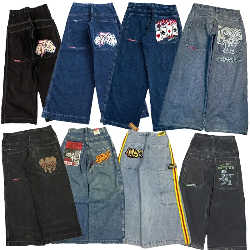 Jnco Kleding Heren Baggy Jeans Y 2K Hoge Kwaliteit Geborduurde 2000S Grootste Trashy Ropa Esthetische Streetwear Hiphop Wijde Pijpen Jeans