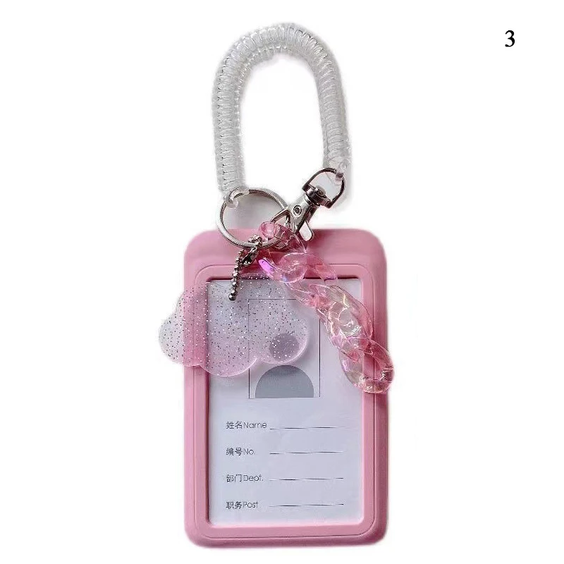 Horizontal Vertical Pink Photocard Holder Card Holder With Pendant Keychain Card Protective Cover Bank Bus ID Card Case Hot