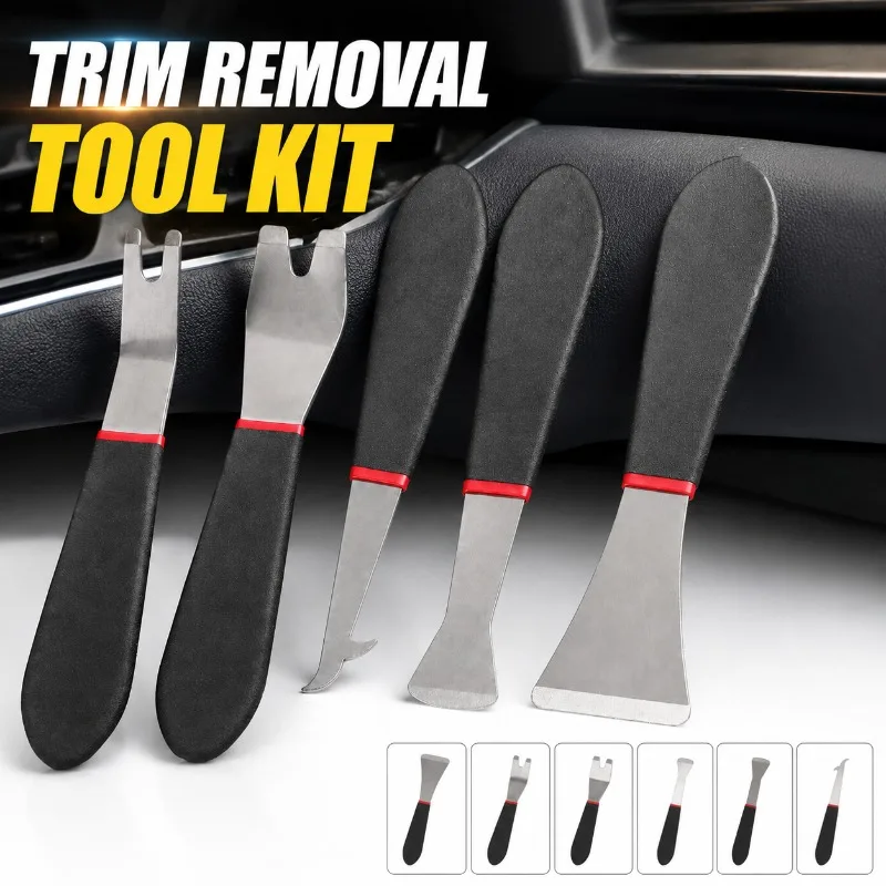 Car Trim Removal Tool Kit, Metal Panel Disassembly Pry Tool Set, Auto Door Dashboard Console Audio Navigation Interior Clip