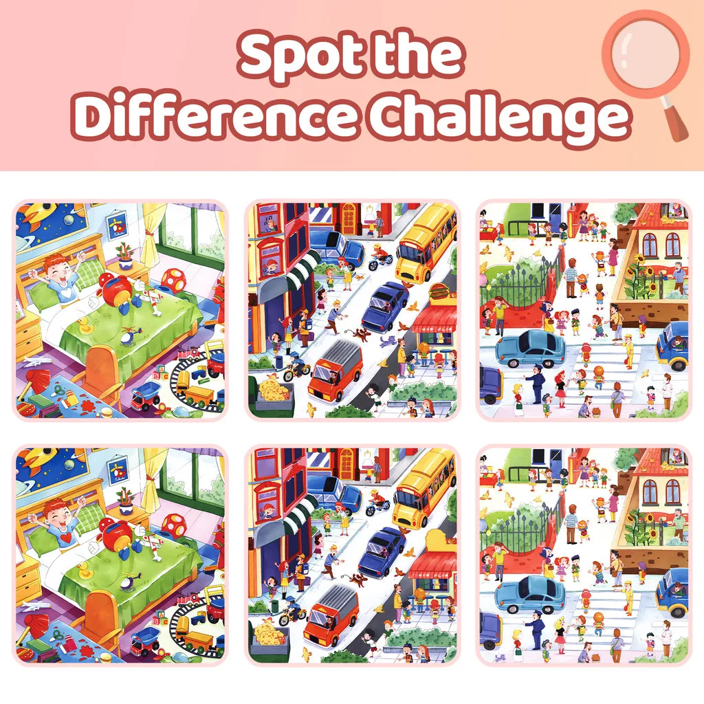 Funny Find the Differences: Happy Kindergarten—Spot-the-Difference Activity Book|Seek-and-Find Visual Puzzles about School Life
