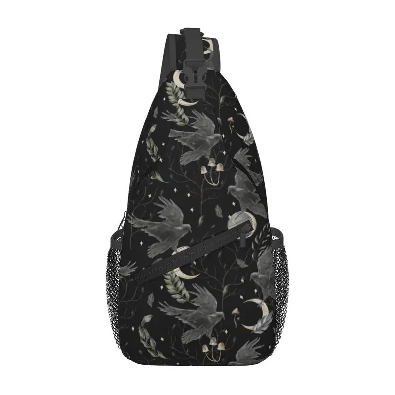 

Пользовательский рюкзак Crow Moon Halloween Spooky Witch через плечо, мужская сумка на плечо, нагрудная сумка для кемпинга, езды на велосипеде