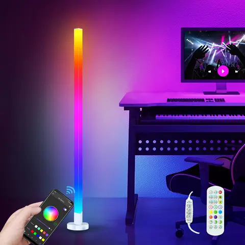 RGB LED 플로어 램프, 스마트 모던 무드 스탠딩 램프, 앱 제어, 음악 동기화 코너 조명, 침실 거실