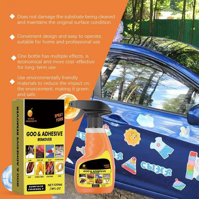 Glue Remover Spray Sticker Lifter Liquid Tape Remover Adhesive Spray 120ml Safe Multifunctional Glue Remover For Car Interiors