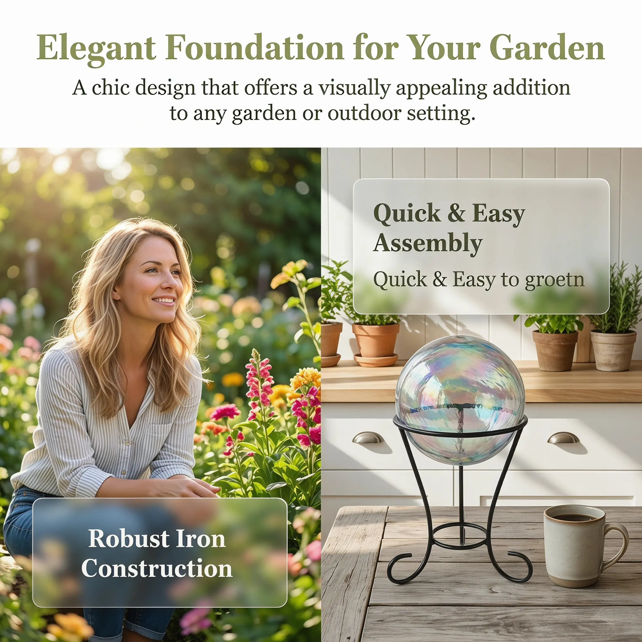 Crystal Ball Decor - Delicate Holder Base Outdoor Decor Ball