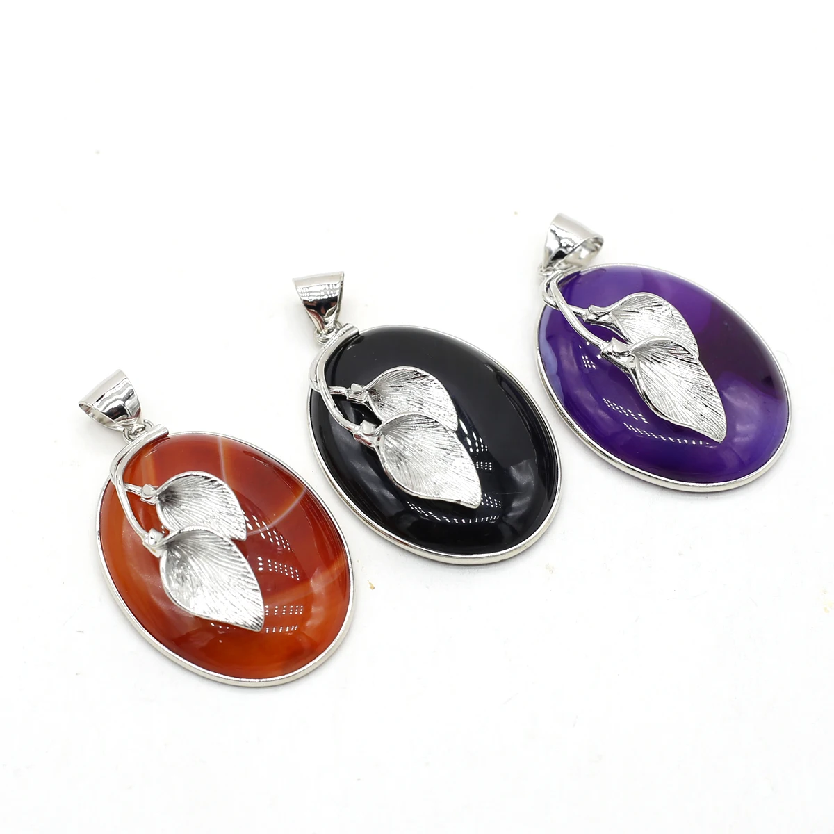 New Style Pendant Natural Stone Shell Leaf Oval Pendant For Jewelry Making DIY Necklace Bracelet Earrings Accessory
