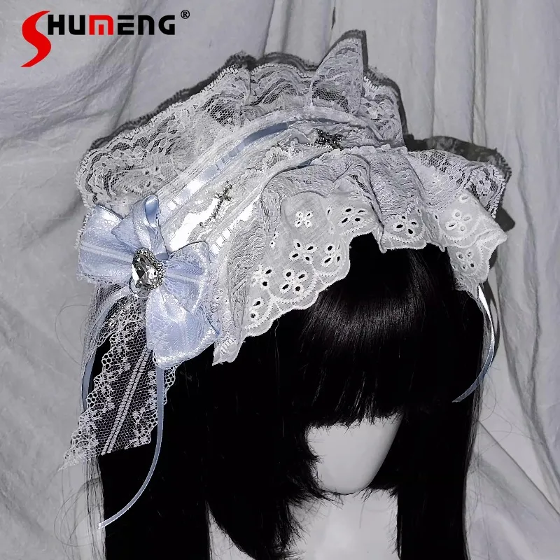 

Japanese Rojita Style Headband Apparel Accessories Original Mass-Produced Lace Water Color Angel Sweet Cute Bow Hairband Girl