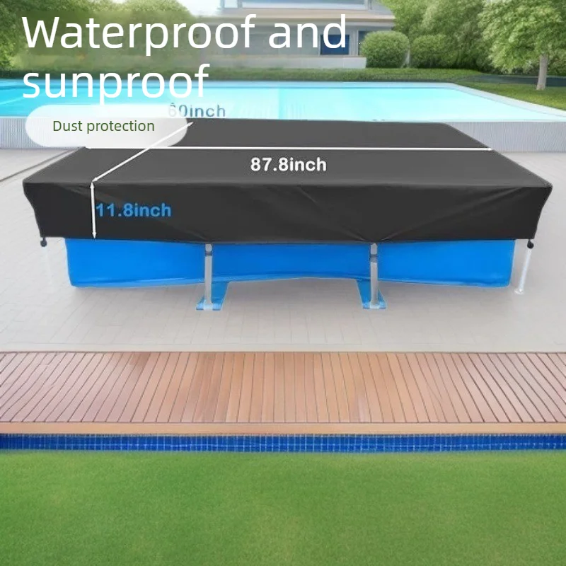 Oxford Rectangular Pool Cover Waterproof UV Protection Dust Snow Guard Drawstring Strap Design for Above Ground Swimming Pool