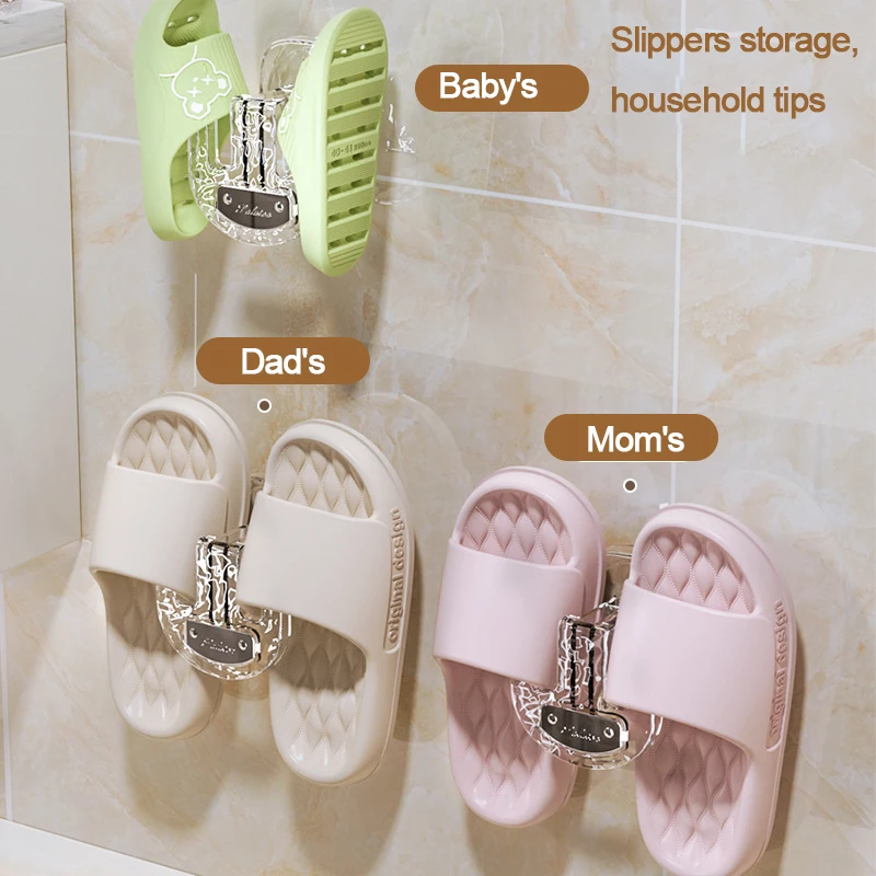 Wall-Mounted Slipper Hanger Punch-Free Hook for Shoes Suction Cup Shoe Storage Rack Bathroom Slippers Storage Hook