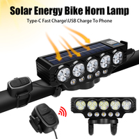 Bright 20Led Bicycle Light Solar Bicycle Front Light with Horn Rechargeable Solar Power MTB Flashlight Waterproof Bike Headlamp