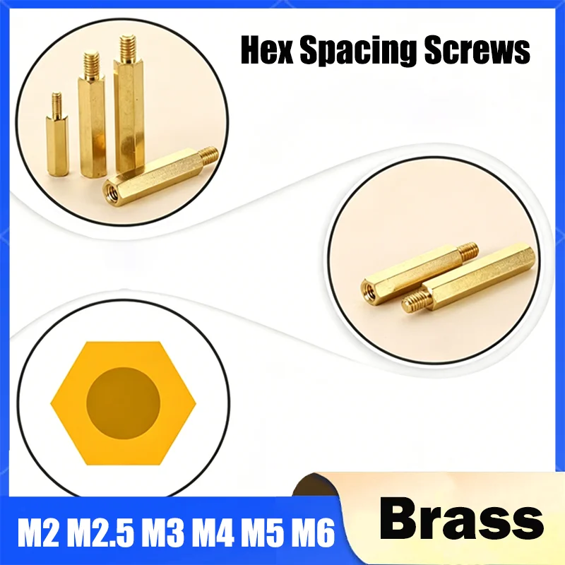 5~30Pcs M2 M2.5 M3 M4 M5 M6 Hex Brass Spacing Screws Threaded Pillar PCB Computer PC Motherboard Standoff Spacer Length:3~100mm